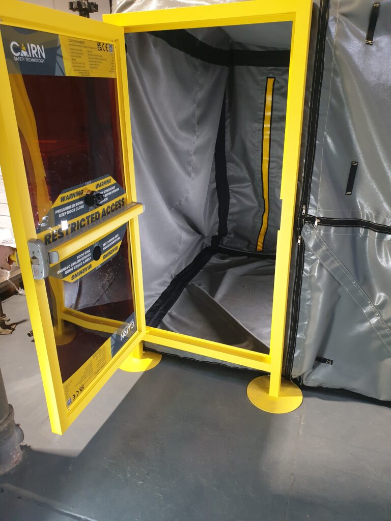 Pressurised Welding Enclosure with door open